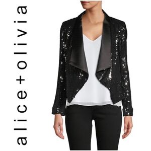 ALICE + OLIVIA Warren Draped Sequin Blazer XS